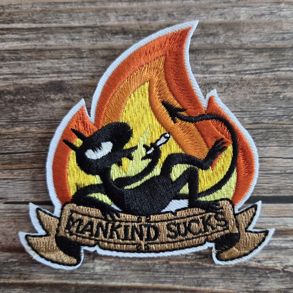 Disenchanted Luci Devil Mankind Sucks Satan Goth Iron on Patch
